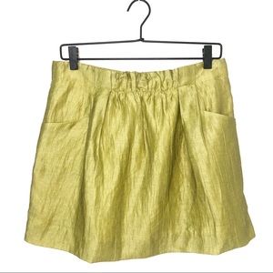 J. Crew Linen Charter Skirt in Chartreuse Size 4